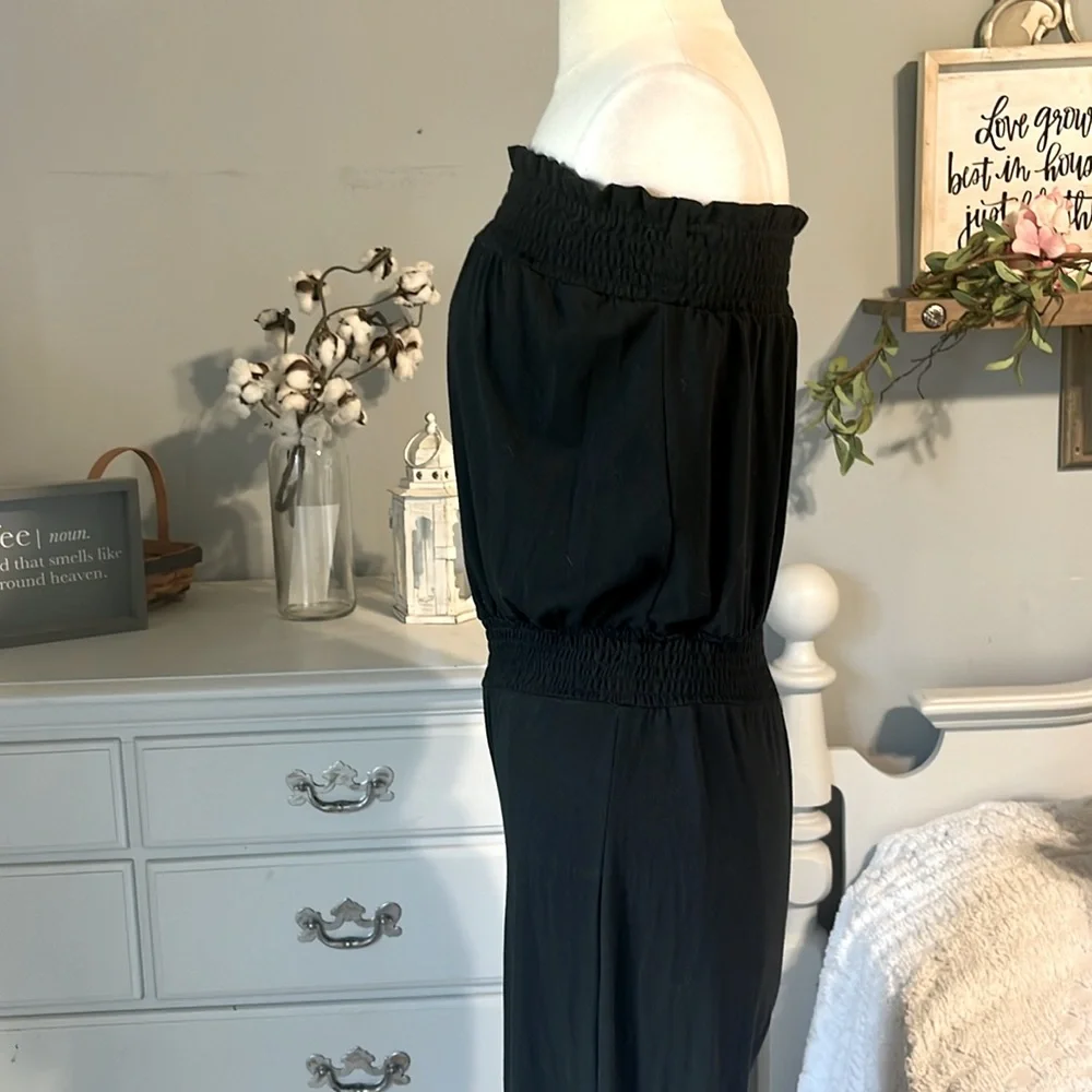 Comfy Strapless Black Knit Jumpsuit Strapless